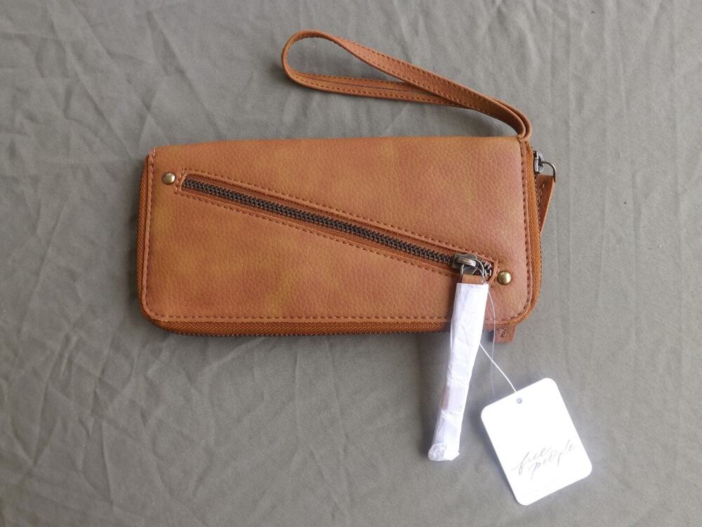 Free People - Brown Tan Distressed Vegan Leather Wallet New w/ Tags New